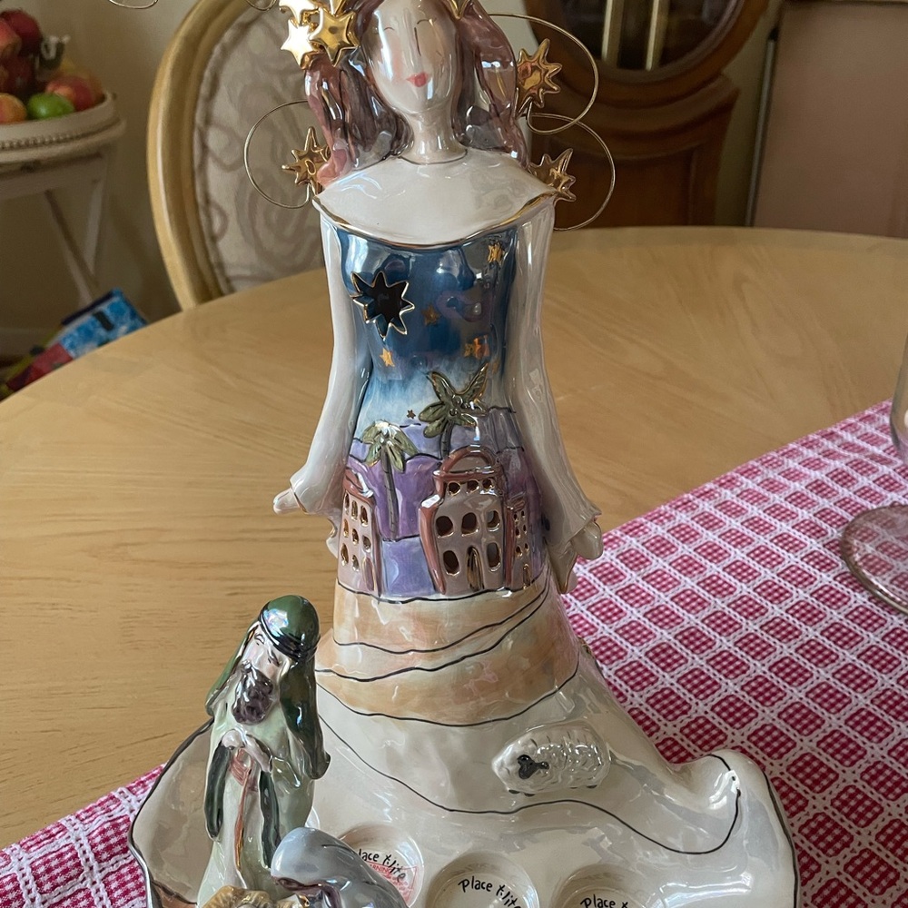 New Blue Sky Nativity Angel Votive Candle holder.